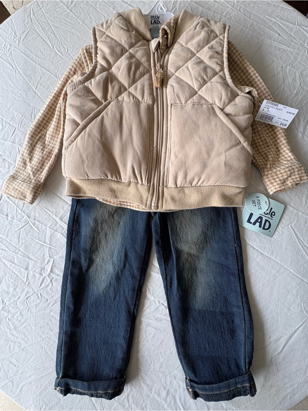 Little Lad Boys 2T 3 Piece Vest Shirt Jeans Outfit Set NWT